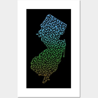 New Jersey State Outline Maze & Labyrinth Posters and Art